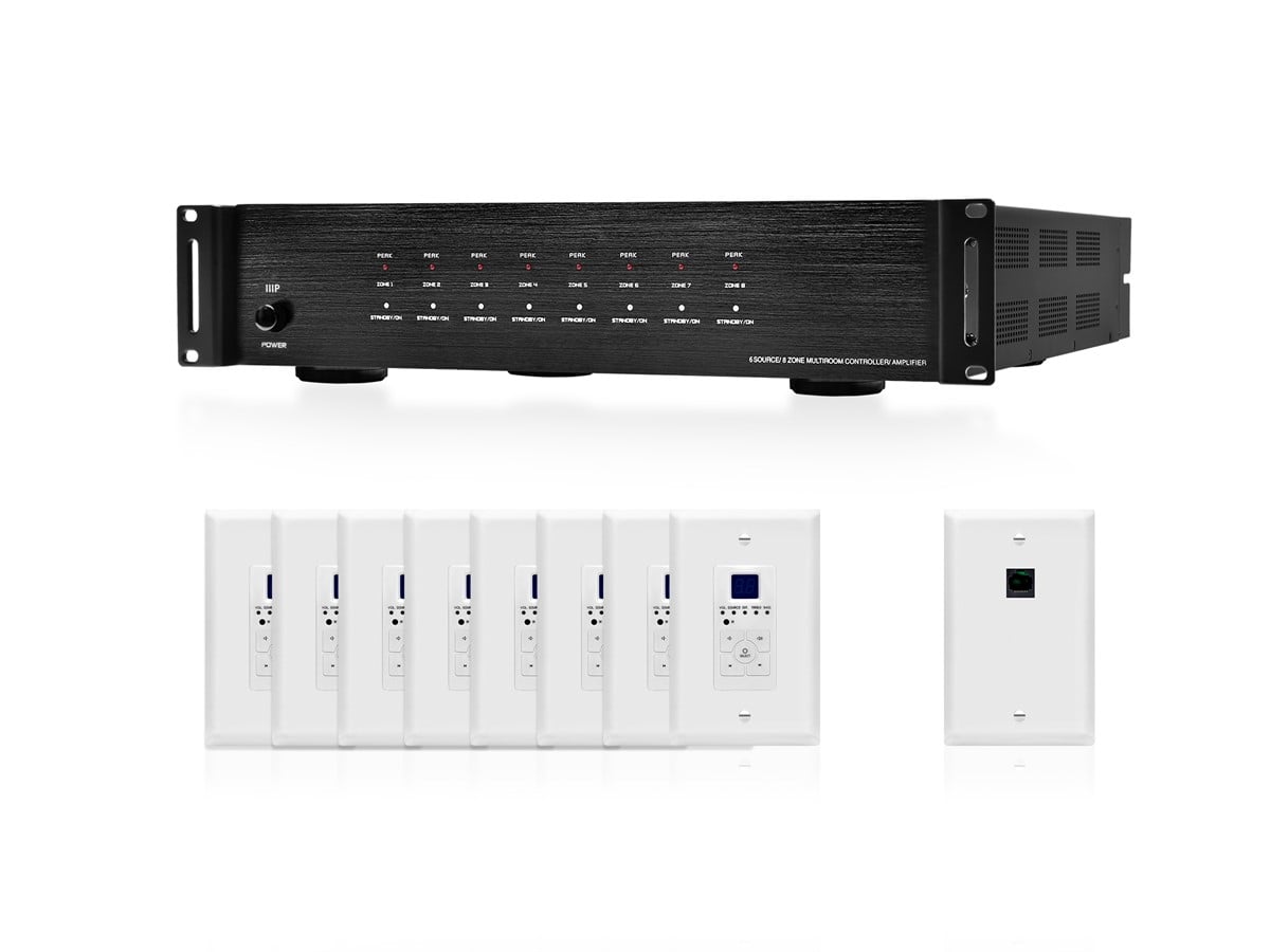 8-Zone Home Audio Multizone Controller and Amplifier Kit