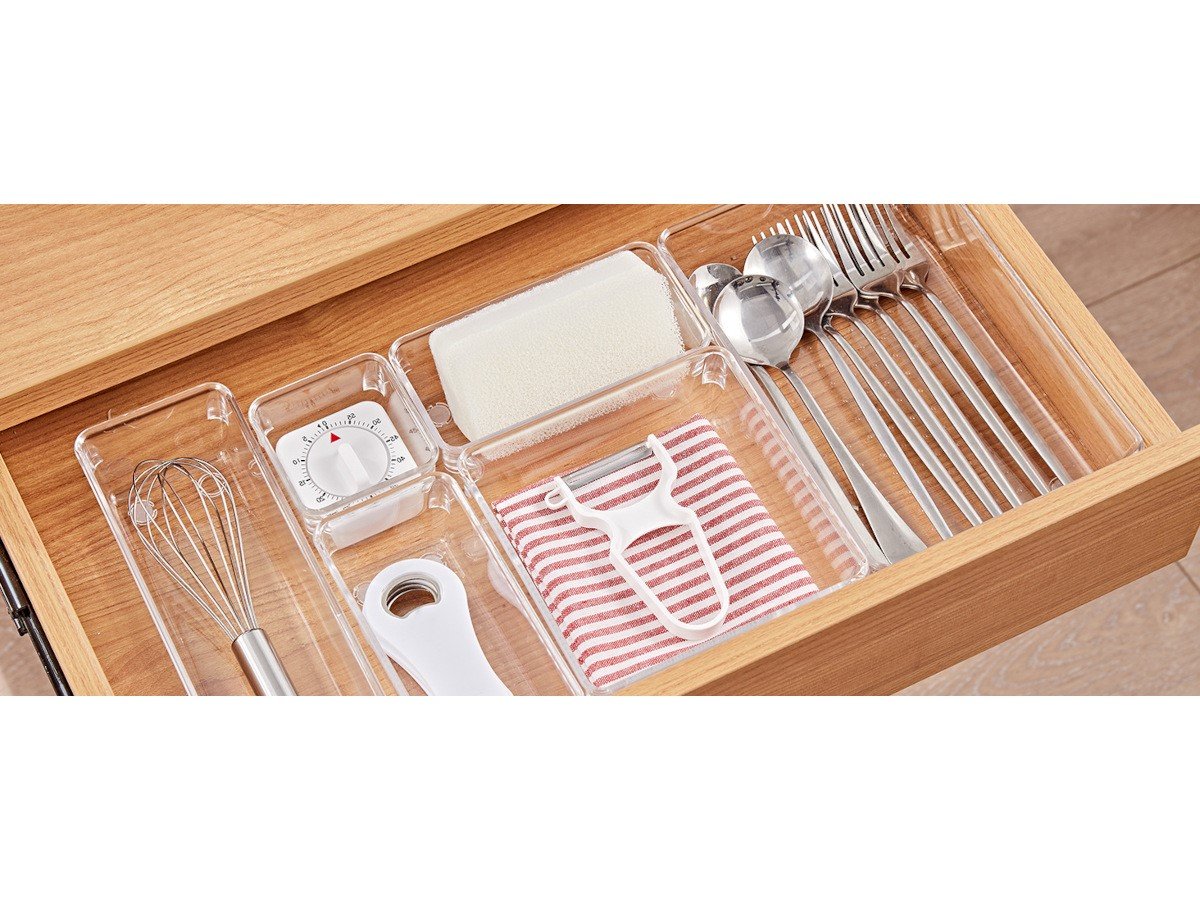 Dropship 25Pcs Clear Plastic Drawer Organizers Set 4 Sizes Desk Drawer  Dividers Trays Storage Bins to Sell Online at a Lower Price