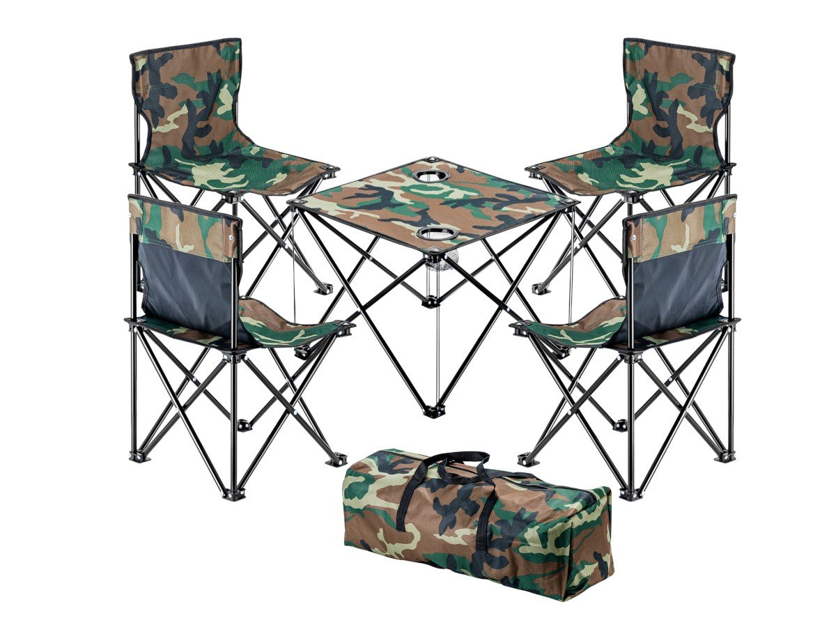 MPM Foldable Camping Table and Chair Set with Carrying Case, Collapsible Portable Lightweight, Perfect for Camping, Picnic, BBQ, Beach, Party, Hiking, Fishing, RV Travel, and Outdoor Activities - main image