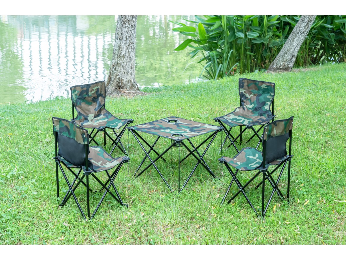 MPM Foldable Camping Table and Chair Set with Carrying Case, Collapsible  Portable Lightweight, Perfect for Camping, Picnic, BBQ, Beach, Party,  Hiking, Fishing, RV Travel, and Outdoor Activities 