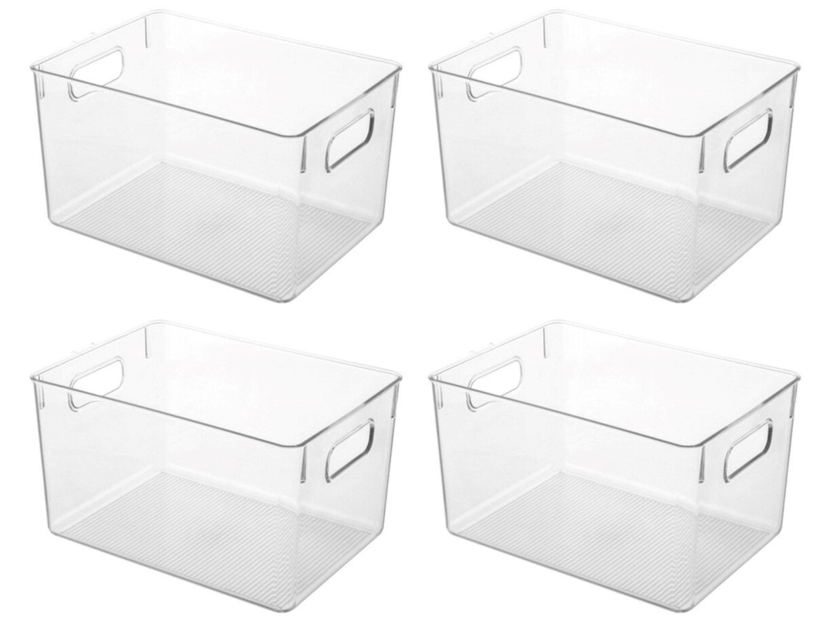 MPM 4 Packs Transparent Plastic Bins Storage Box, Deep Plastic