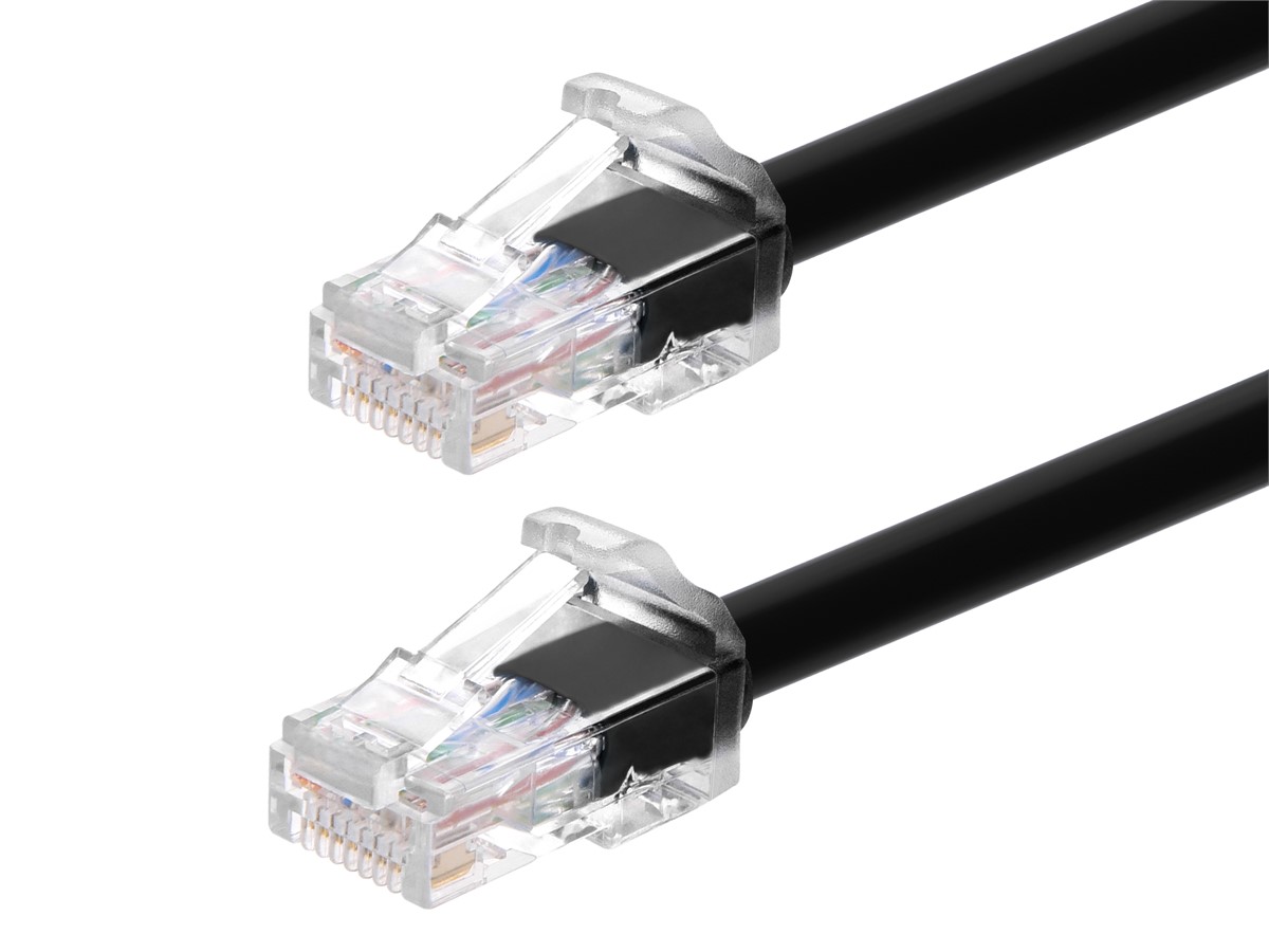 Monoprice Cat6A 2ft Black Component Level Patch Cable, UTP, 24AWG, 500MHz, Pure Bare Copper, Snagless RJ45, Micro SlimRun Series Ethernet Cable