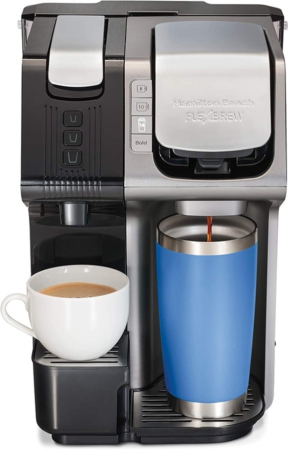 Hamilton Beach FlexBrew Trio 2-Way Coffee Maker, Compatible with K-Cup Pods or Grounds, Combo, Single Serve & Espresso Machine with 19 Bar Pump, 56 oz. Removable Reservoir, Black - main image