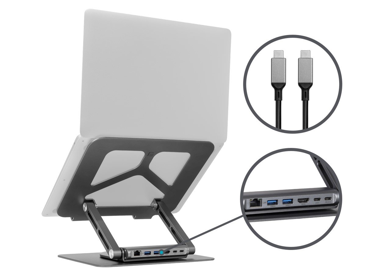 USB-C Laptop Stand with 4K Multitask Docking Station