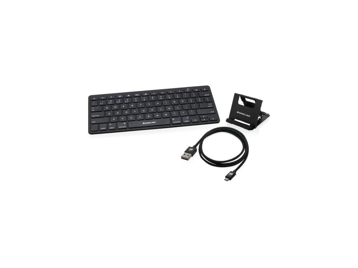 IOGEAR Bluetooth Keyboard With Stand And Reversible Micro USB Cable - Wireless Connectivity - Bluetooth - Tablet, Smartphone, Gaming Console, Computer