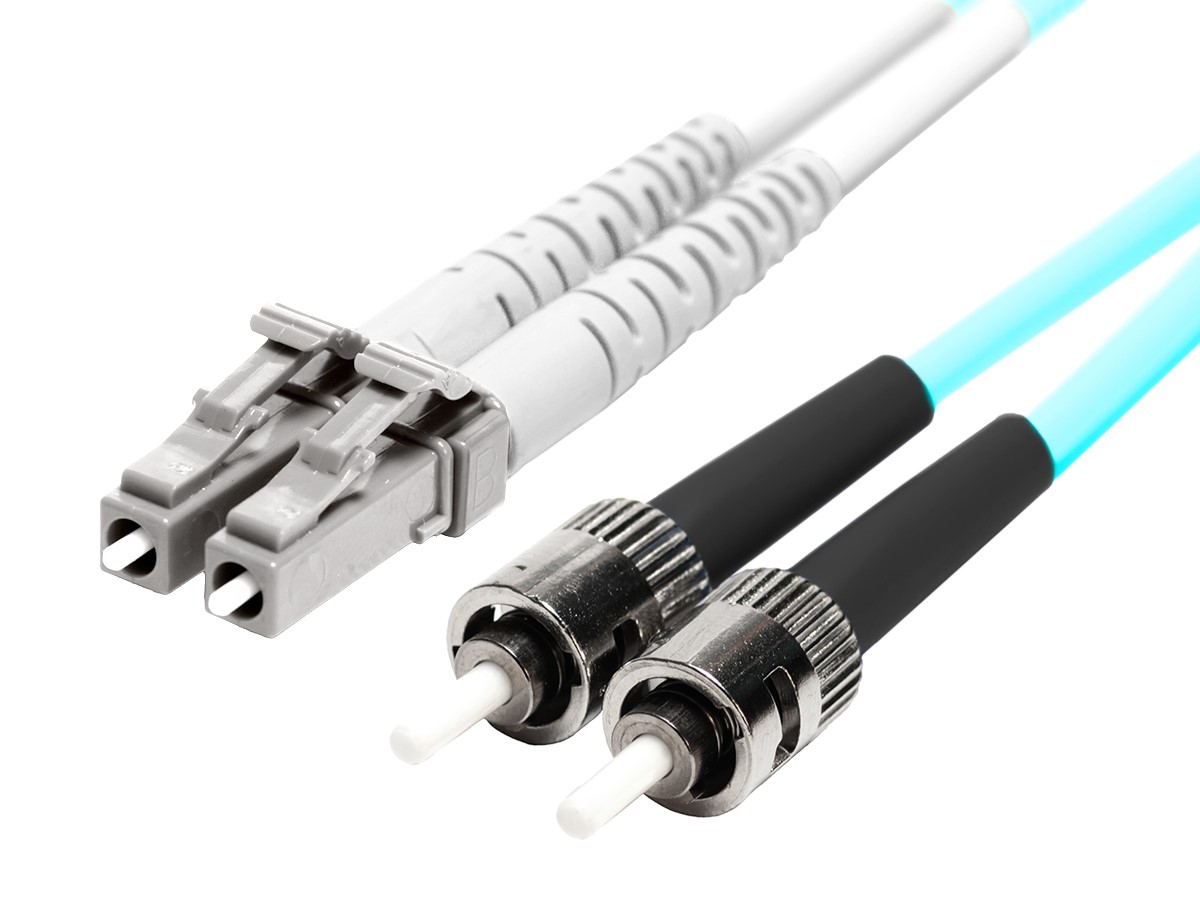 Monoprice Multi-Mode OM4 Fiber Optic Cable - LC-ST UL 2mm50/125 OFNR Duplex Aqua 10m