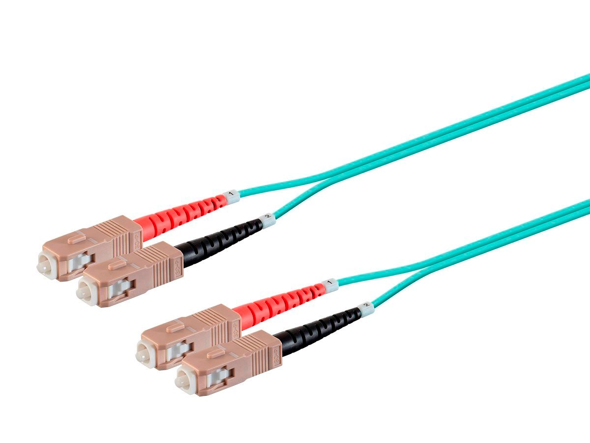 Monoprice Multi-Mode OM4 Fiber Optic Cable - SC-SC UL 3mm 50/125 OFNR Duplex Aqua 9m