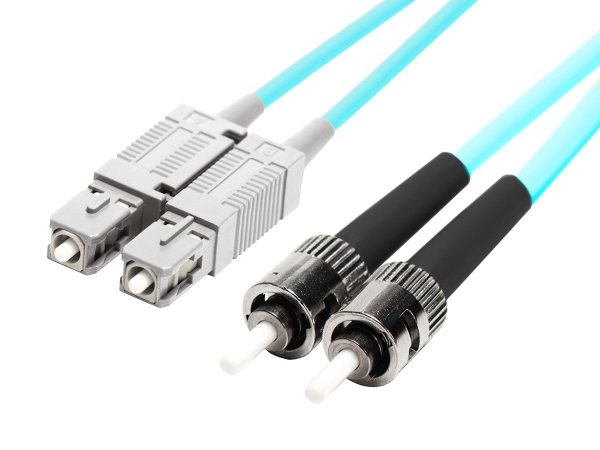 Monoprice Multi-Mode OM4 Fiber Optic Cable - SC-ST UL 3mm 50/125 OFNR Duplex Aqua 5m