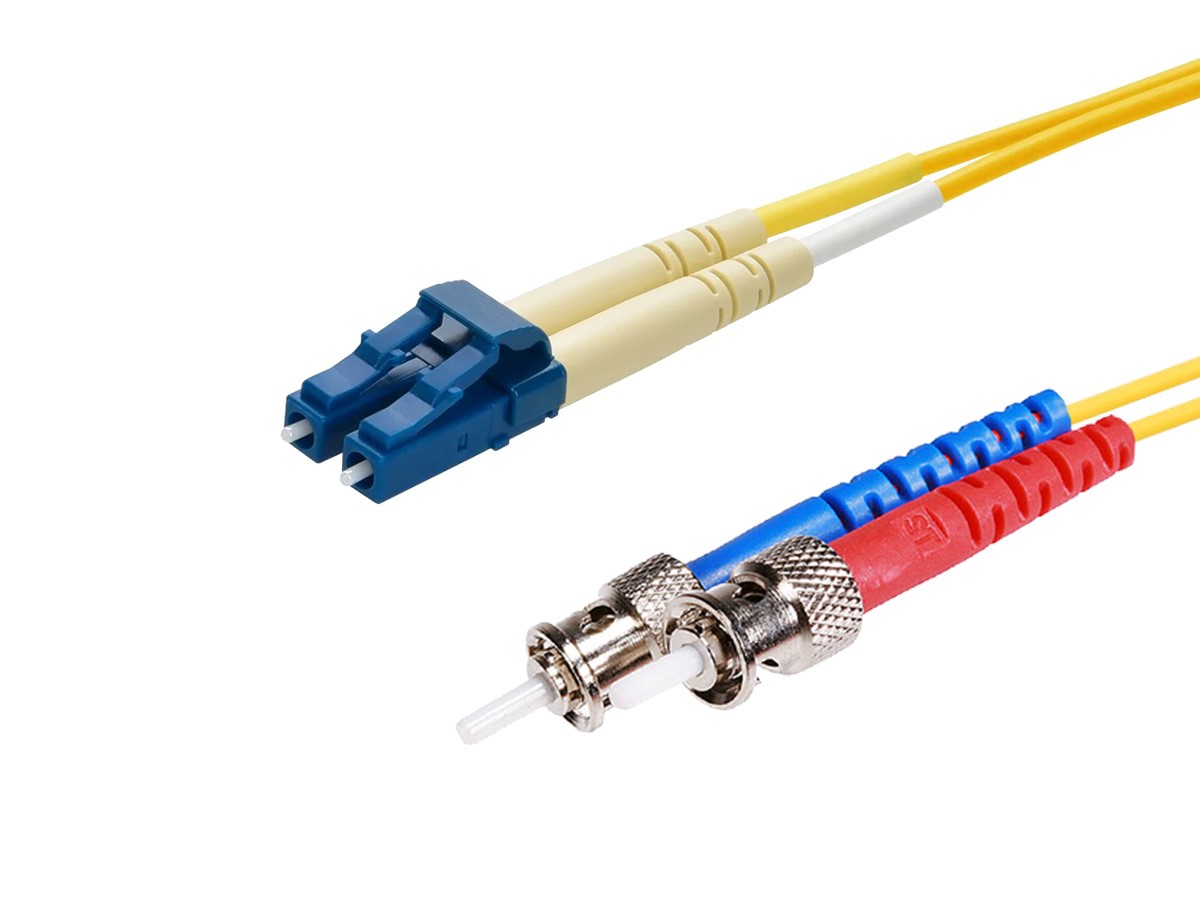 Monoprice Single-Mode Fiber Optic Cable - LC-ST UL 2mm 9/125 OFNR Duplex Yellow 0.5m