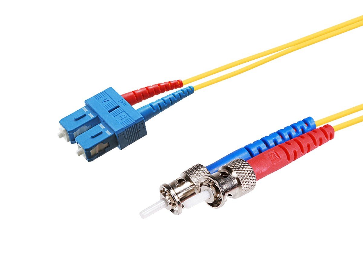 Monoprice Single-Mode Fiber Optic Cable - SC-ST UL 3mm 9/125 OFNR Duplex Yellow 2m