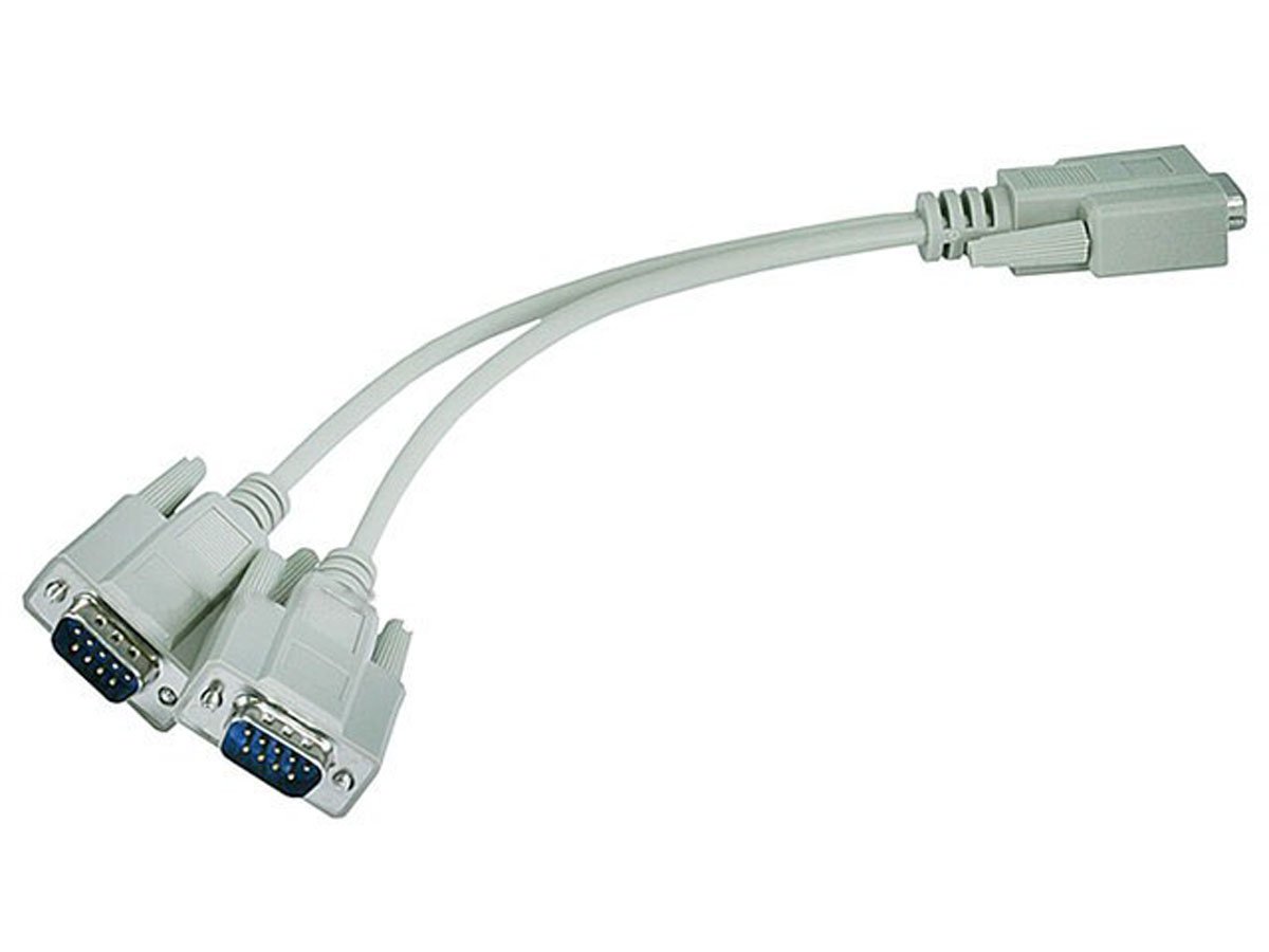 Monoprice RS232 Serial Mouse or Monitor Splitter cable - (1)DB9 female to (2) DB9 male - main image