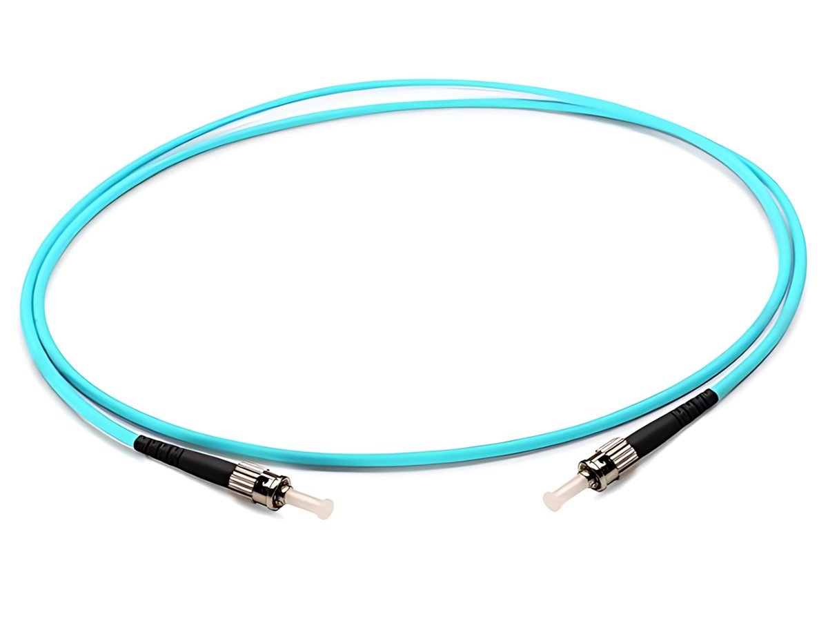 Monoprice Multi-Mode OM3 Fiber Optic Cable - ST/ST UL 3mm 50/125 OFNR Simplex Aqua 10m