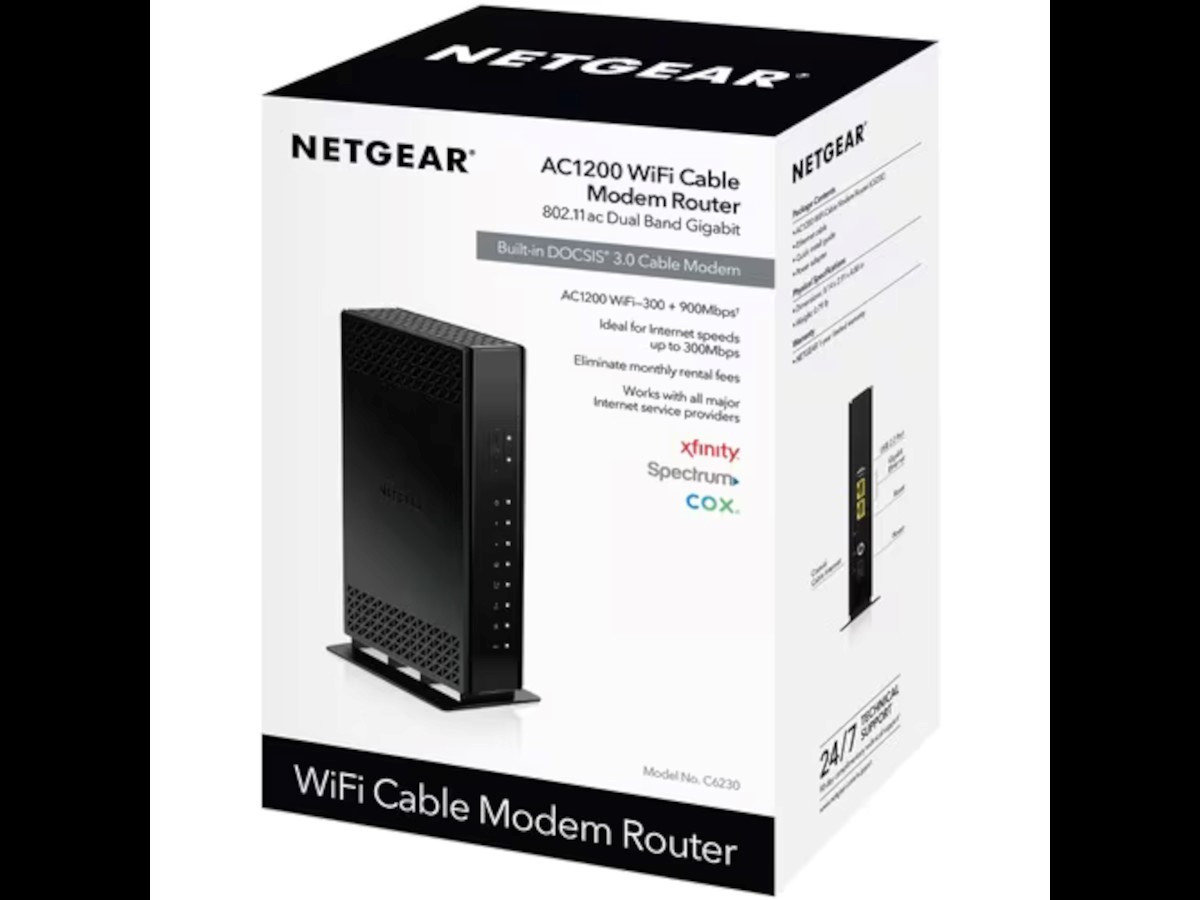 NETGEAR AC1200 WiFi Cable Modem top Router Model C6230