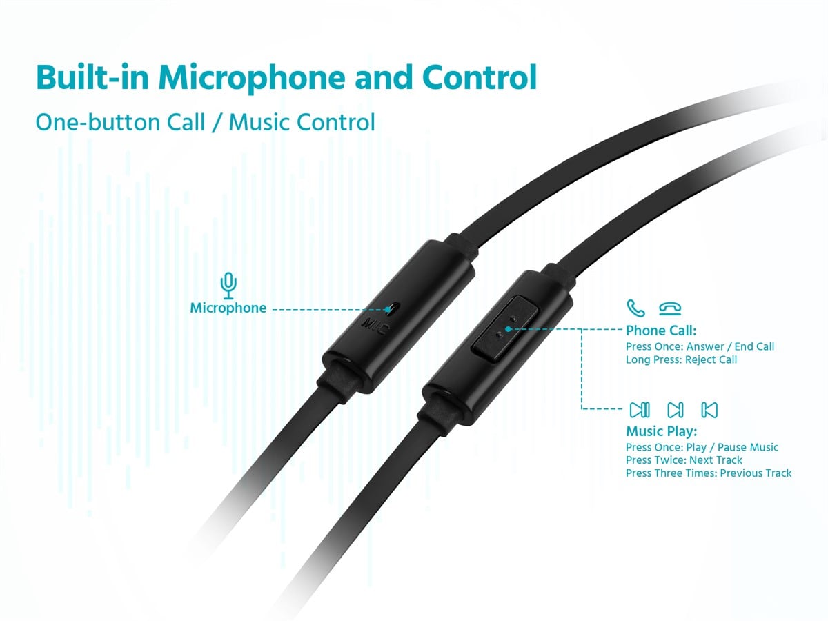 Cuffie Earphone Monoprice 118591 – Cablate Con Microfono, Suono Potente Da 10mm