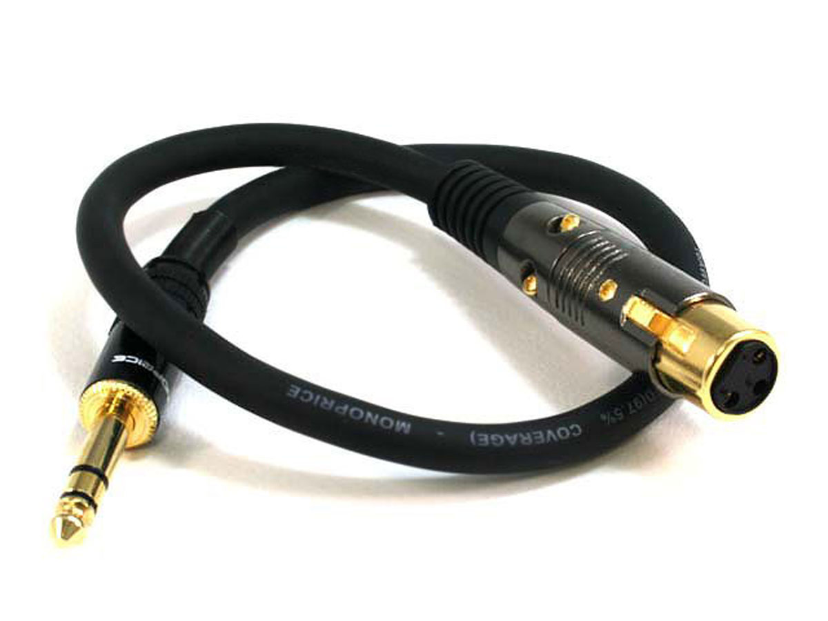 Monoprice 1.5ft Premier Series XLR Female to 1/4in TRS Male Cable, 16AWG (Gold Plated) - main image