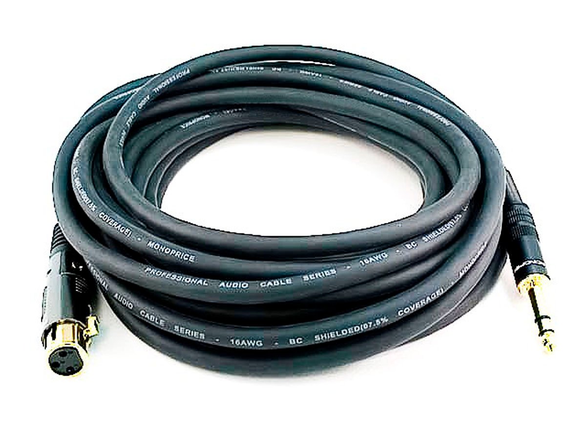 Photos - Cable (video, audio, USB) Monoprice 25ft Premier Series XLR Female to 1/4in TRS Male Cable 