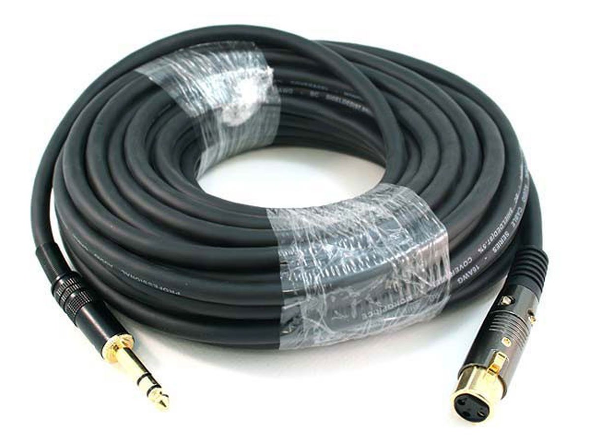 Monoprice 50ft Premier Series XLR Female To 1/4in TRS Male Cable, 16AWG (Gold Plated)