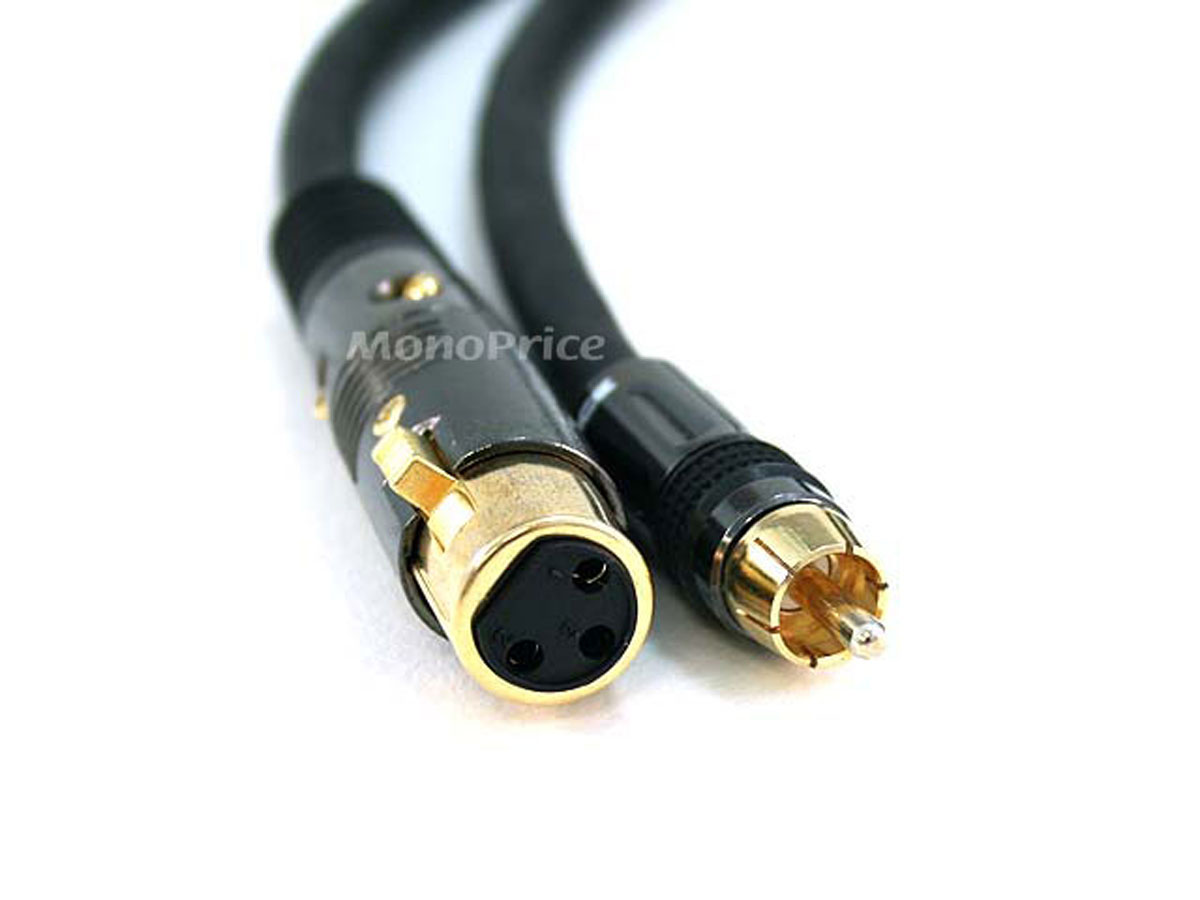 Monoprice 1.5ft Premier Series XLR Female to RCA Male Cable, 16AWG (Gold  Plated) 