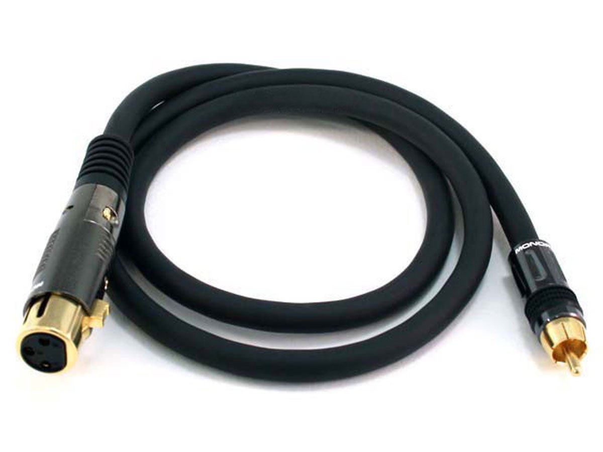 Monoprice 3ft Premier Series XLR Female to RCA Male Cable, 16AWG (Gold Plated) - main image