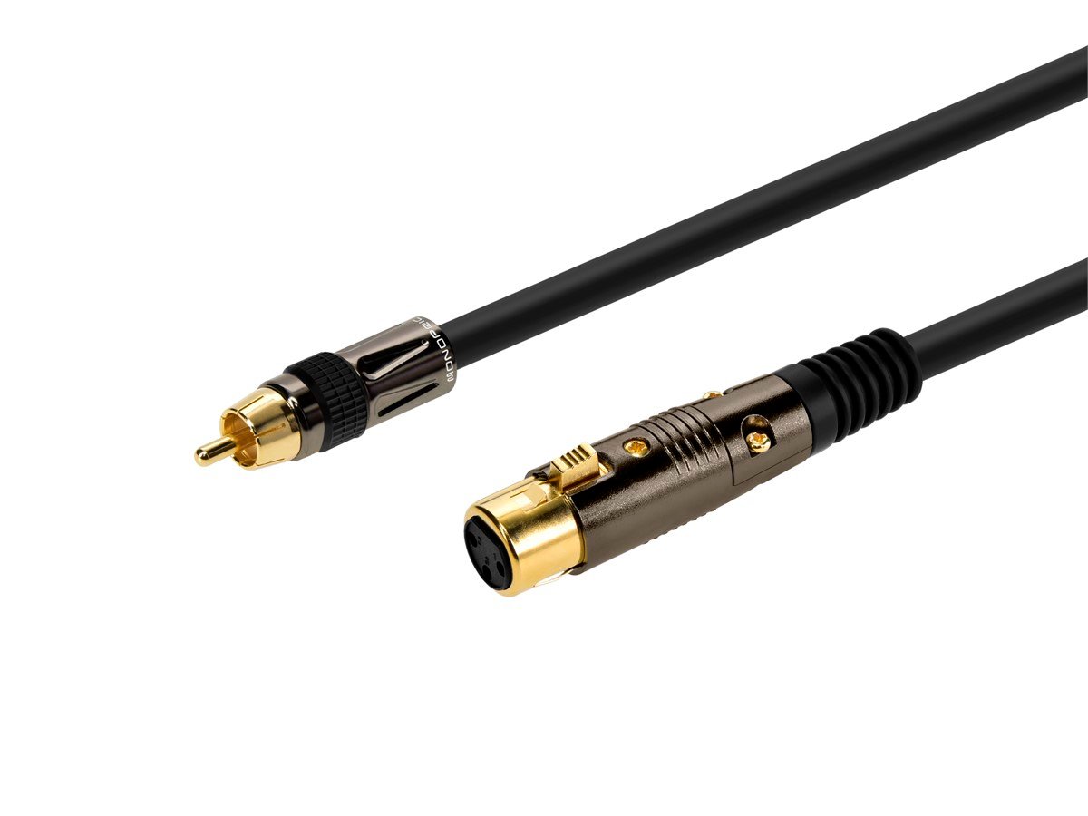 Photos - Cable (video, audio, USB) Monoprice 3ft Premier Series XLR Female to RCA Male Cable, 16AWG 