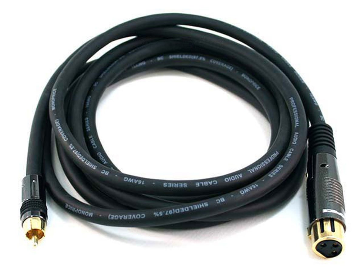Monoprice 10ft Premier Series XLR Female to RCA Male Cable, 16AWG (Gold Plated) - main image