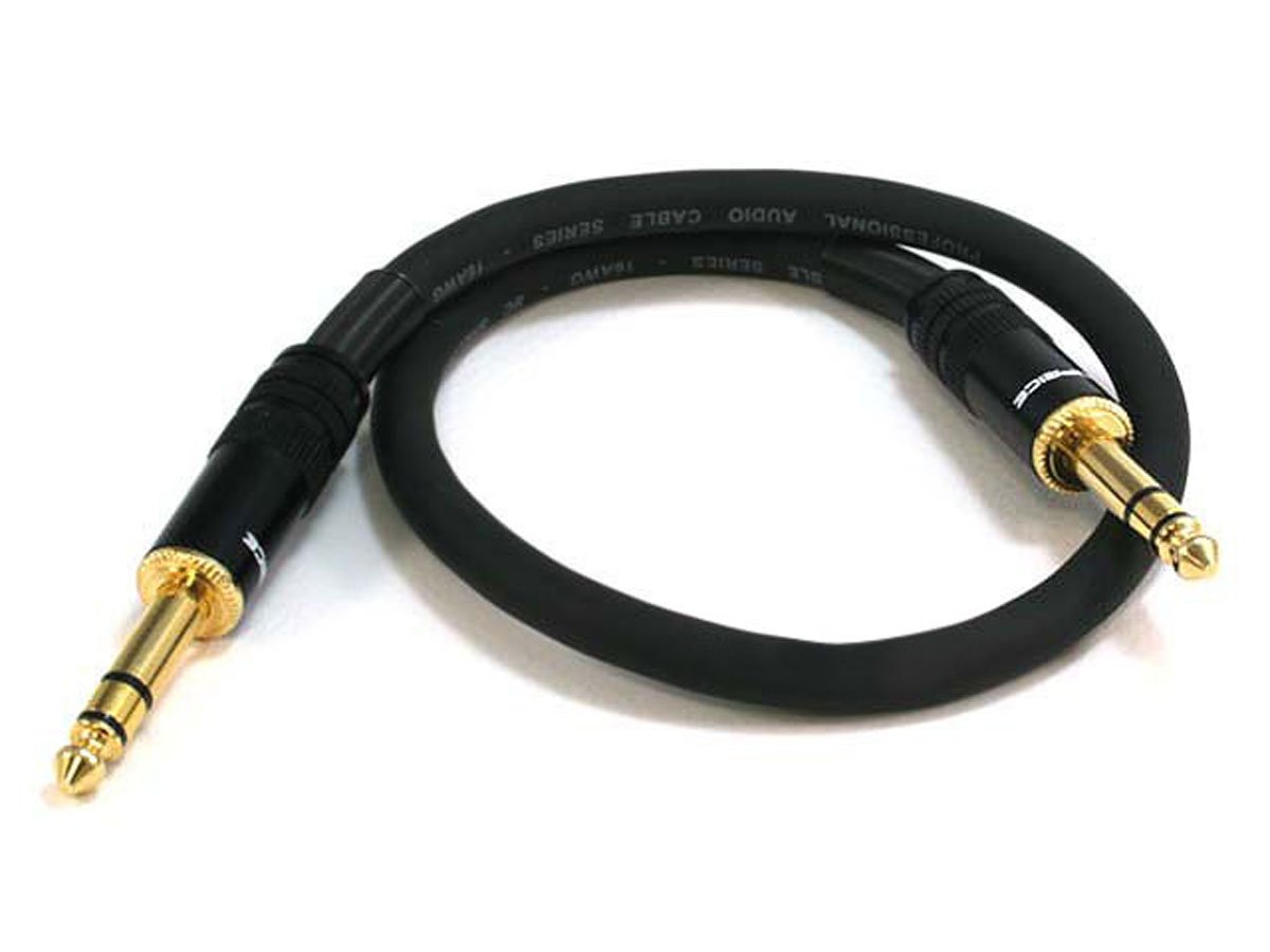 Monoprice 1.5ft Premier Series 1/4in TRS Male To Male Cable, 16AWG (Gold Plated)