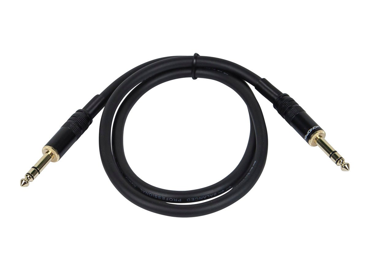 Monoprice 3ft Premier Series 1/4in TRS Male to Male Cable, 16AWG (Gold Plated) - main image