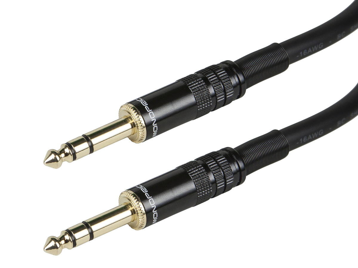 Monoprice 1/4 Inch (TRS) Male to Male Cable Cord 3ft Black 16AWG (Gold Plated) 844660047926 eBay