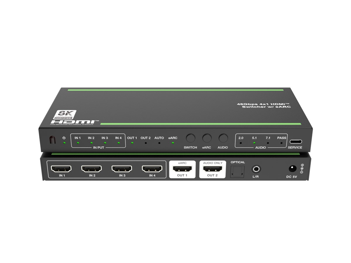 8K60 4x1 Video Switcher with HDMI plus eARC and Audio Extraction