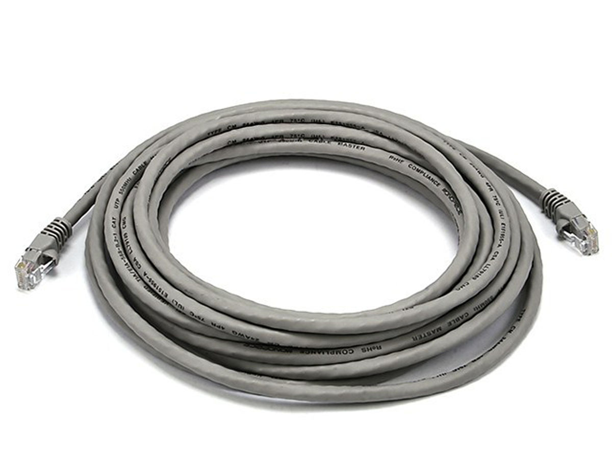 White Monoprice 20FT 24AWG Cat5e 350MHz UTP Ethernet Bare Copper Network Cable