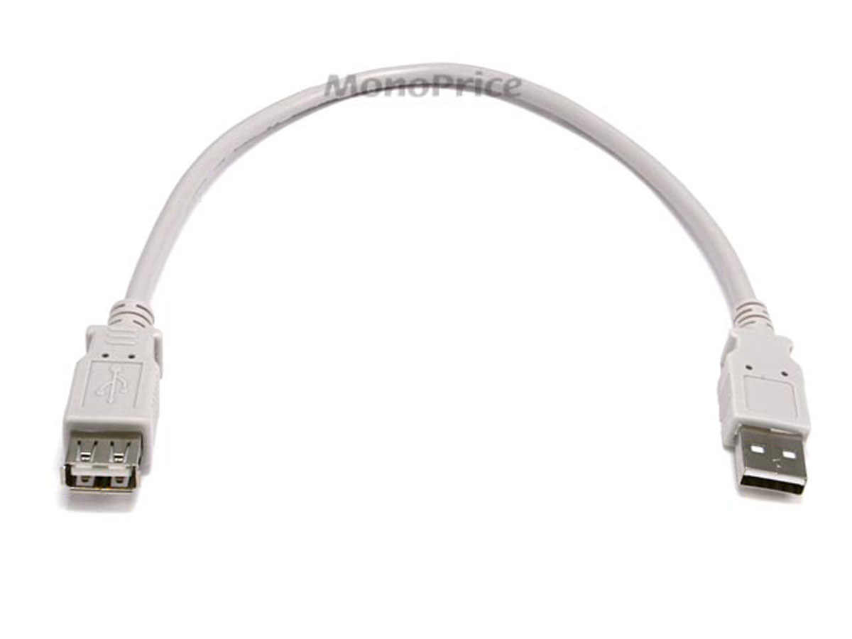 Monoprice 1ft USB 2.0 A Male to A Female Extension 28/24AWG Cable - Beige - main image