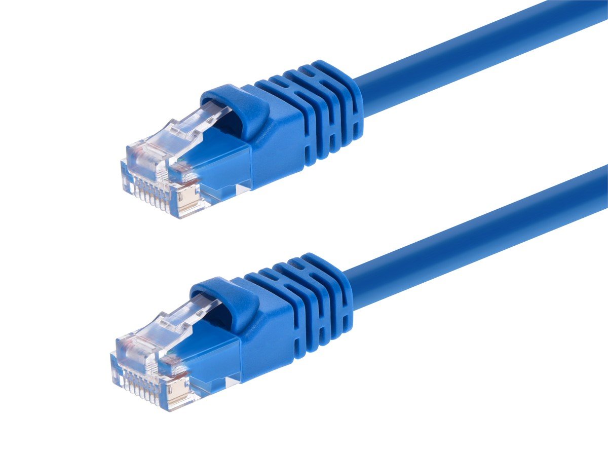 Monoprice Cat5e Ethernet Patch Cable - Snagless RJ45, Stranded, 350MHz, UTP, Pure Bare Copper Wire, 24AWG, 0.5ft, Blue - main image