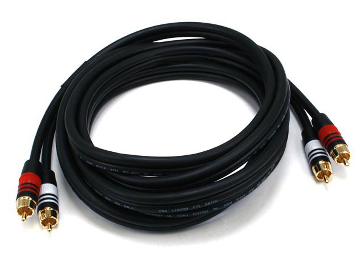 Monoprice 10ft Premium 2 RCA Plug/2 RCA Plug M/M 22AWG Cable - Black - main image