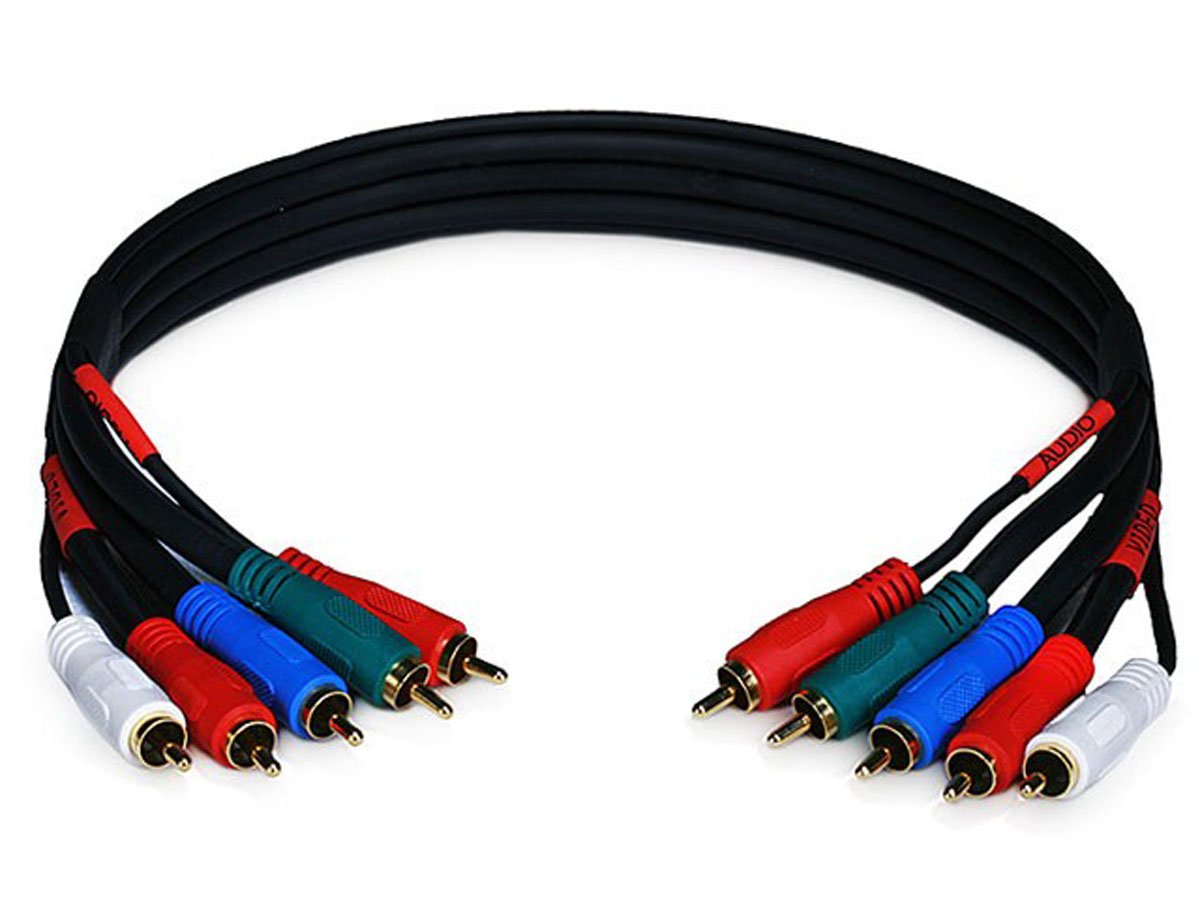 Monoprice 1.5ft 22AWG 5-RCA Component Video/Audio Coaxial Cable (RG-59/U) - Black - main image