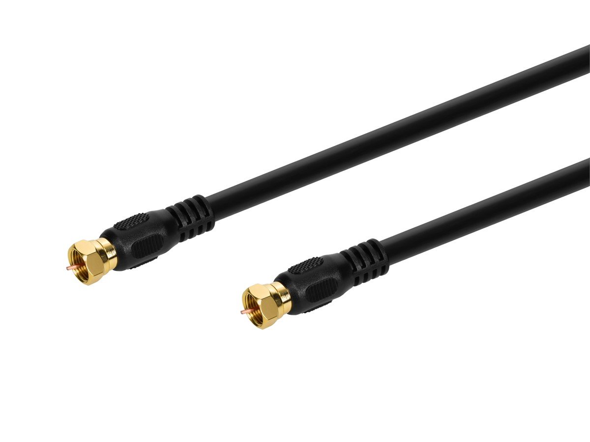 Monoprice 1.5ft RG6 (18AWG) 75Ohm, Quad Shield, CL2 Coaxial Cable With F Type Connector - Black