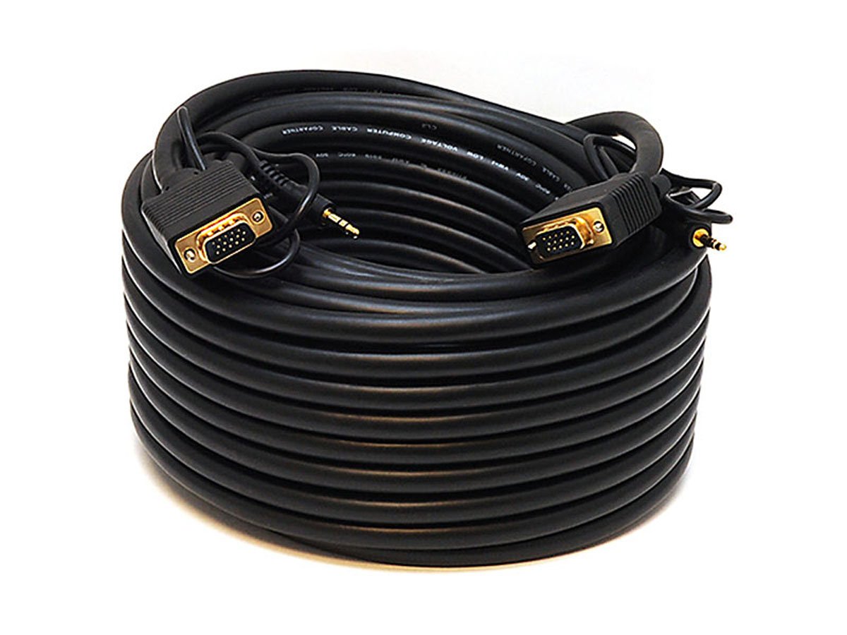 Monoprice 75ft Super VGA HD15 M/M CL2 Rated Cable With Stereo Audio And Triple Shielding (Gold Plated)