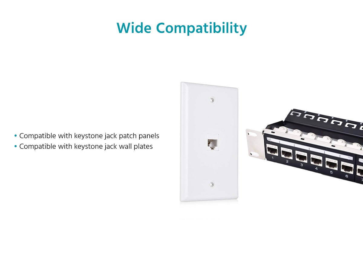 Monoprice Entegrade Series Cat6A/Cat7 Shielded RJ45 Toolless Die Cast  180-Degree Keystone Jack for 22-24AWG Solid Wire, PoE+, Silver, 10-Pk 