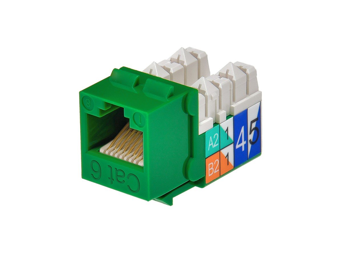 Monoprice Cat6 Punch Down Keystone Jack for 22-24AWG Solid Wire, Green - main image