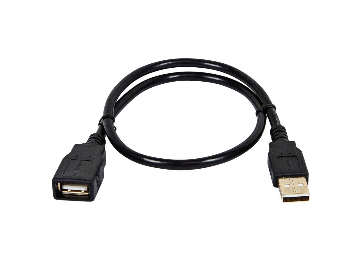 Monoprice USB Type-A to USB Type-A Female 2.0 Extension Cable - 28/24AWG, Gold Plated, Black, 1.5ft - main image