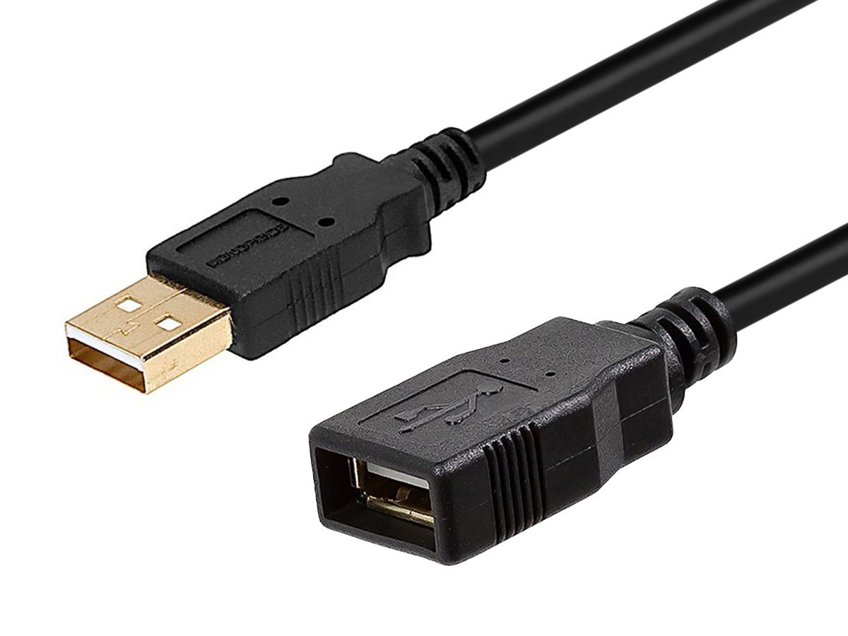 2-pack 3ft 3 feet USB2.0 A Male to A Female Extension Cable Black 