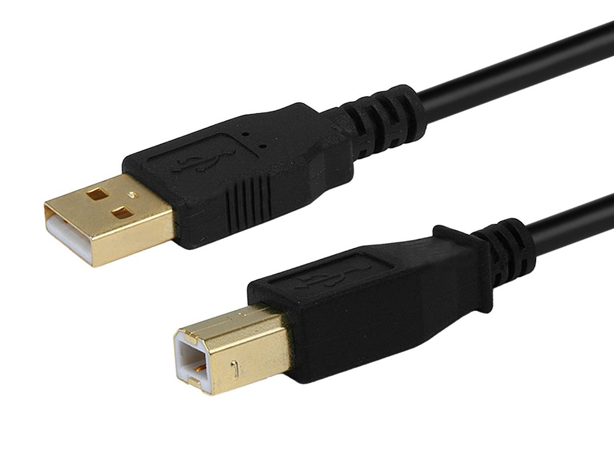 Monoprice USB Type-A to USB Type-B 2.0 Cable - 28/24AWG, Gold Plated, Black, 3ft - main image