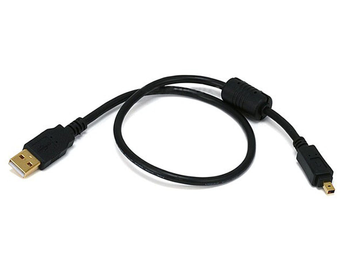 Monoprice USB-A to Mini-B 2.0 Cable - 4-Pin, 28/24AWG, Gold Plated, Black, 1.5ft - main image
