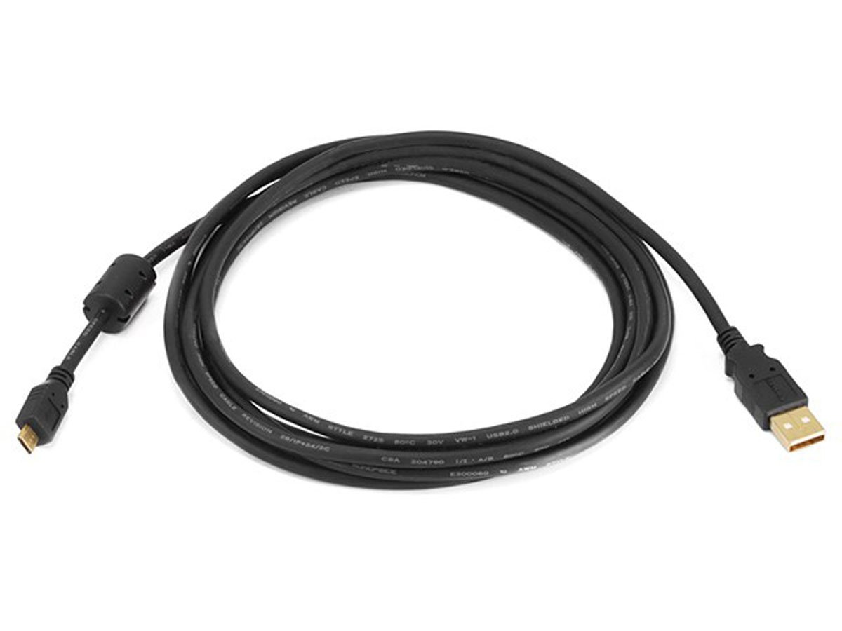 USB 2.0 A Male to Mini-B 5pin Male Cable w/ Ferrite Core 1.5ft 