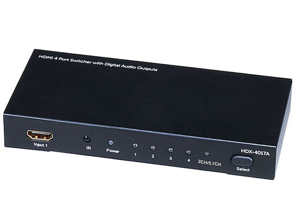 Monoprice Blackbird 4x1 HDMI 1.4 Switch HDCP 1.4 with Toslink and Analog Audio Extractor, 1080p@60Hz - main image