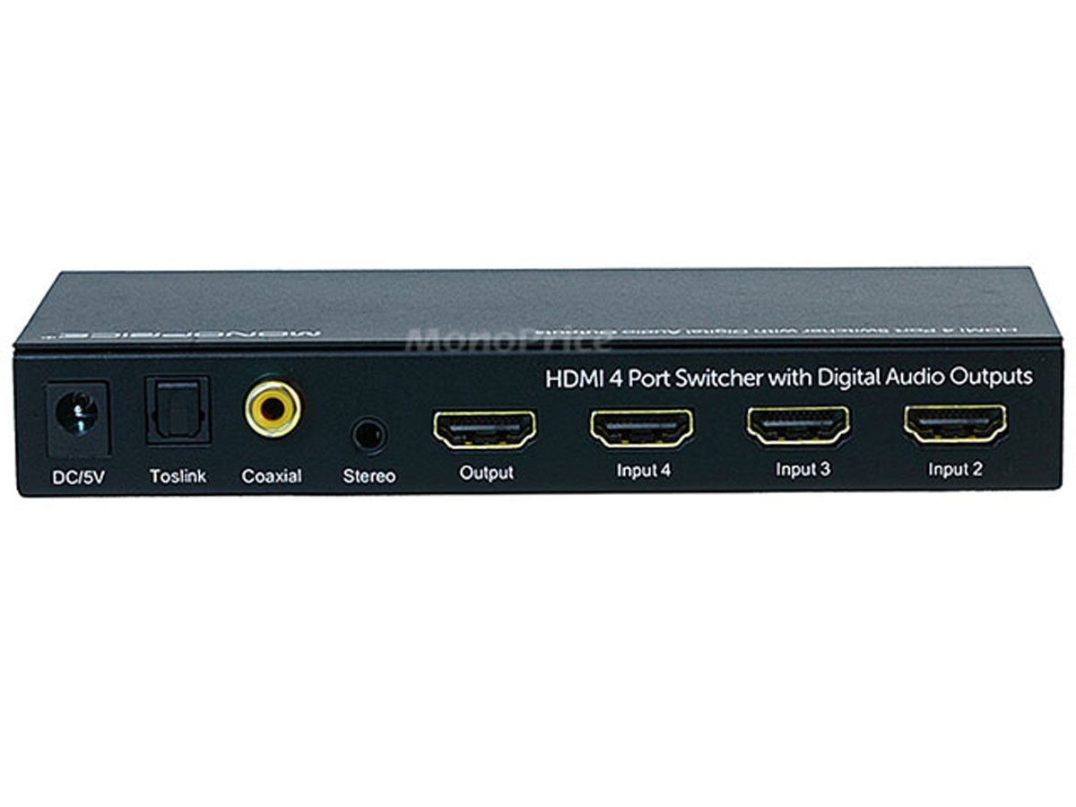 At passe Anvendelse Rektangel 4X1 HDMI Switcher w/ Toslink & Digital Coaxial Port