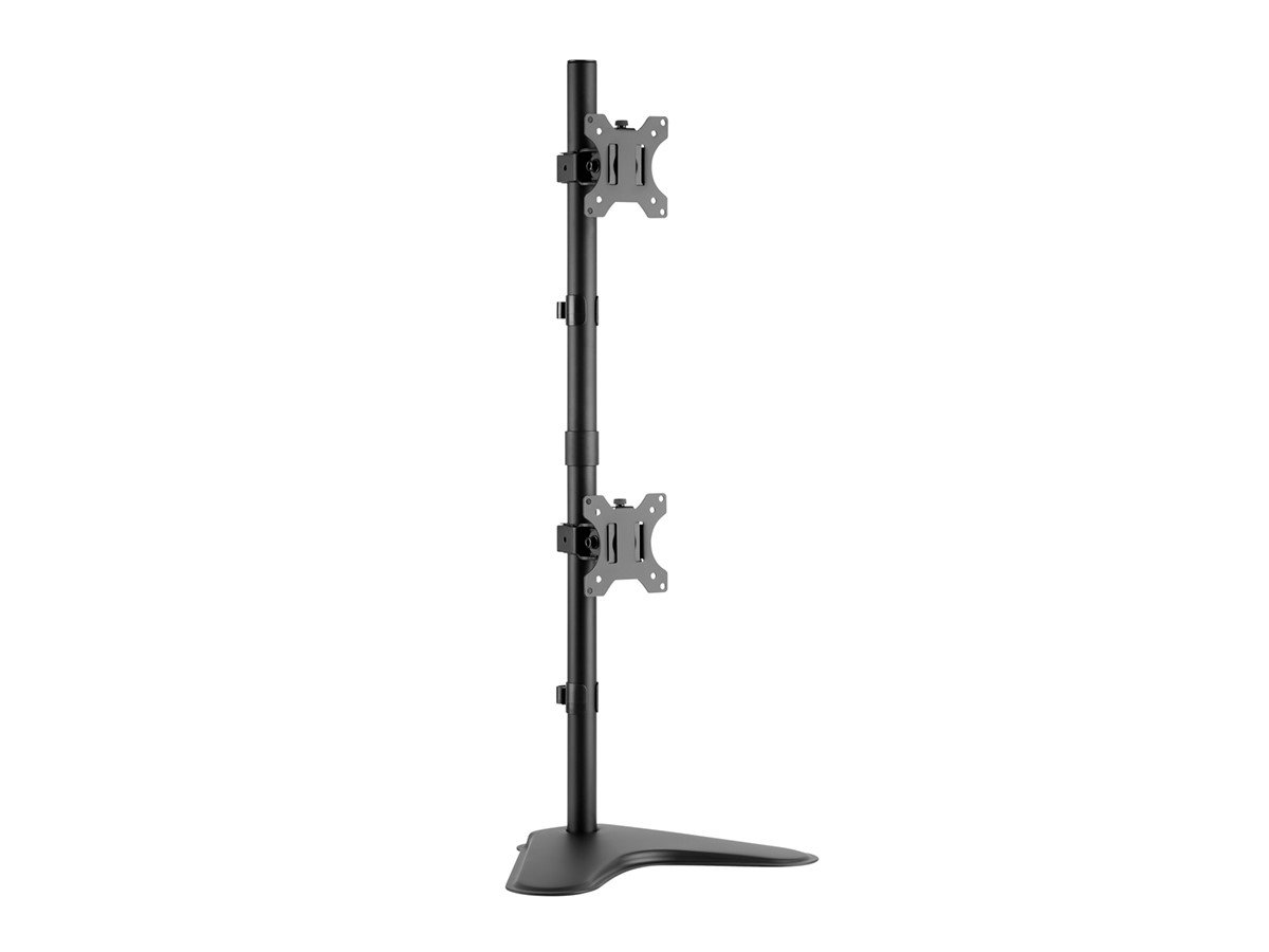Monoprice Adjustable Tilting DUAL Display Free Standing Desk Mount Bracket for 10~23in Monitors up to 33 lbs, Black - main image