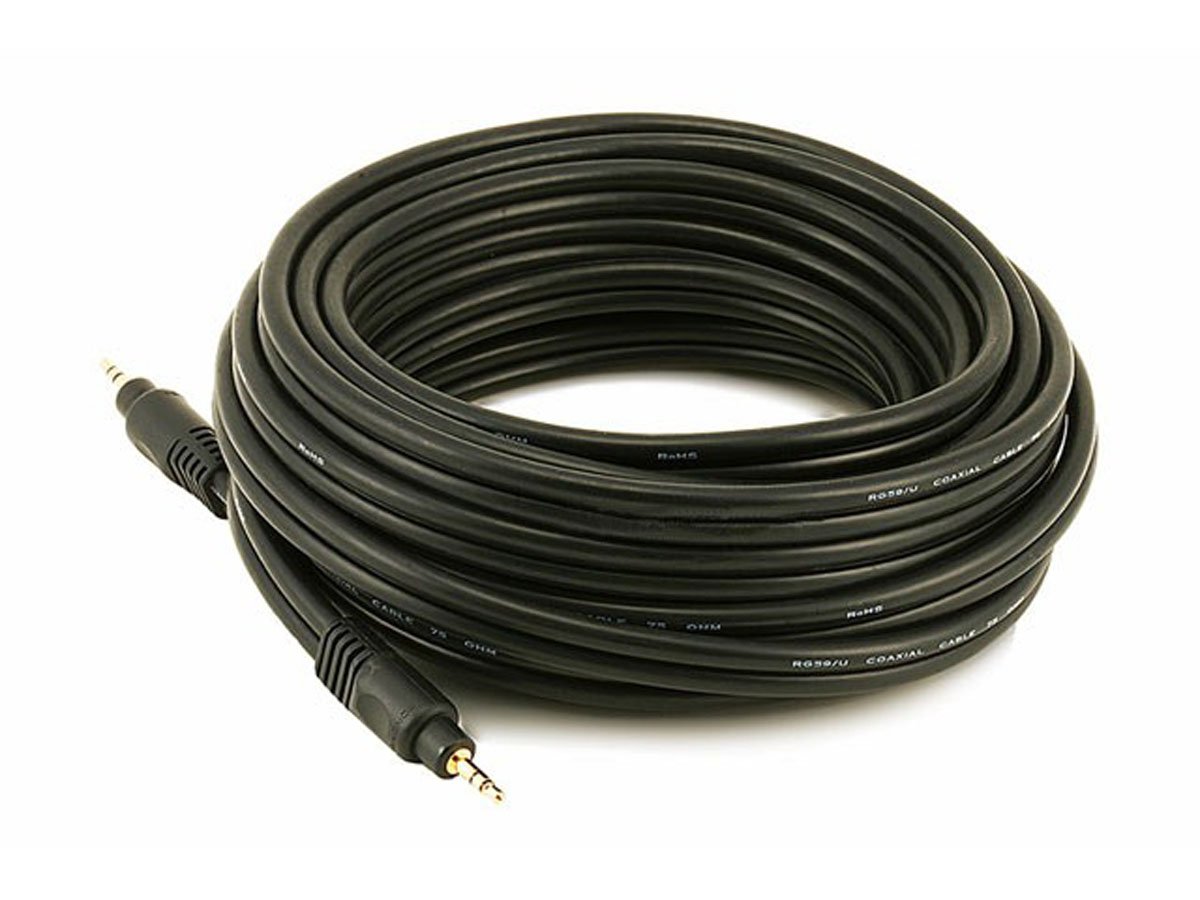 Monoprice 25ft Premium 3.5mm Stereo Male to 3.5mm Stereo Male 22AWG Cable (Gold Plated) - Black - main image