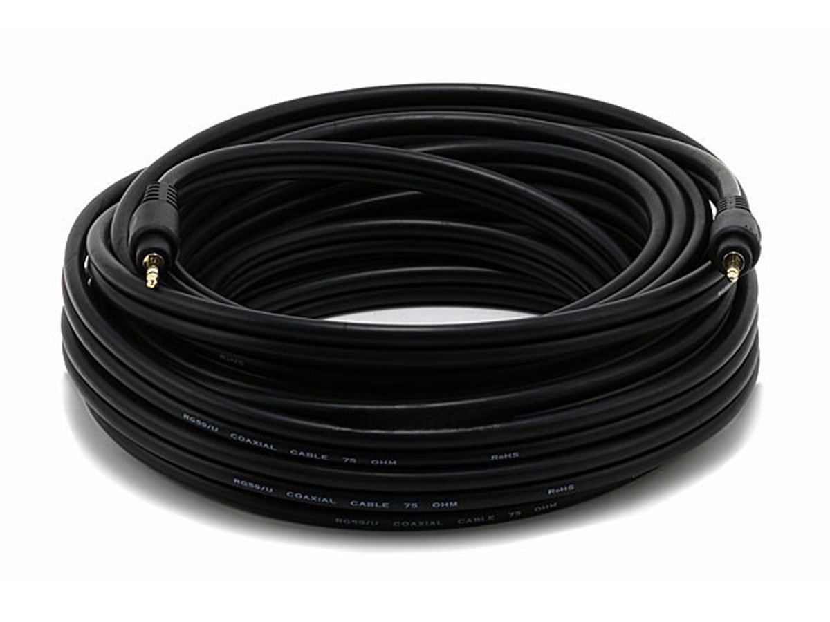 Monoprice 35ft Premium 3.5mm Stereo Male to 3.5mm Stereo Male 22AWG Cable (Gold Plated) - Black - main image