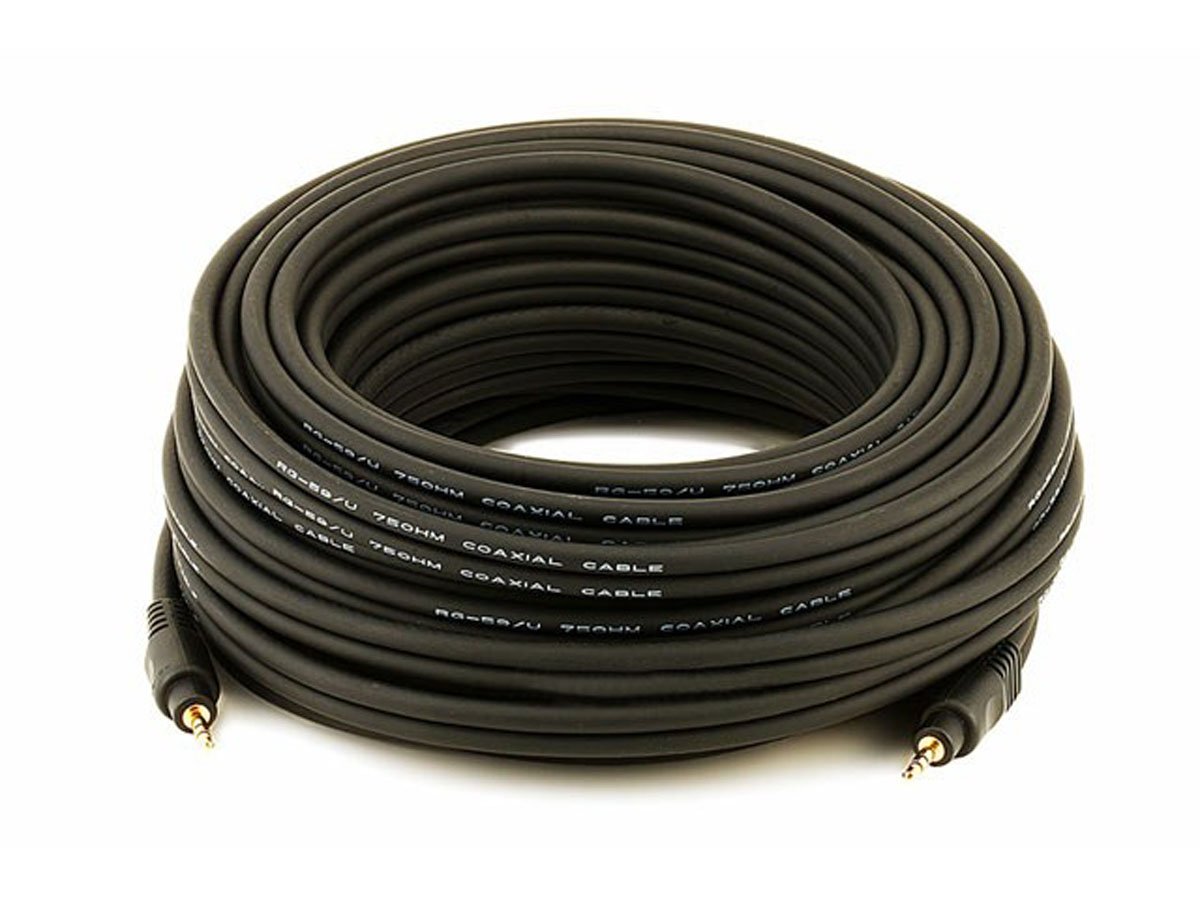 Monoprice 50ft Premium 3.5mm Stereo Male to 3.5mm Stereo Male 22AWG Cable (Gold Plated) - Black - main image