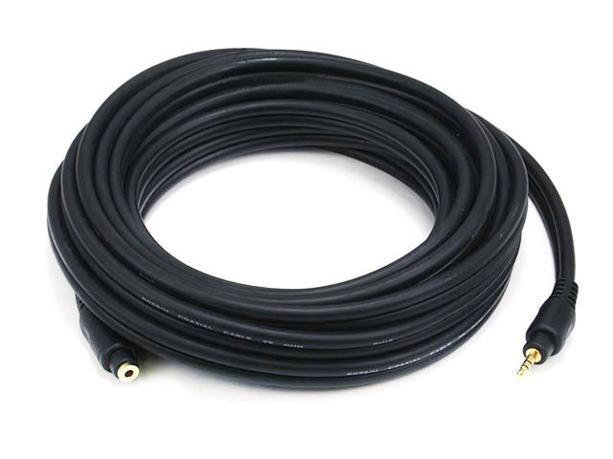 20ft 3.5mm Stereo Male to Dual 1/4" Mono Male Plug Black Audio Cable 